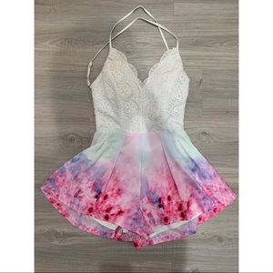 White Lace and Floral Romper